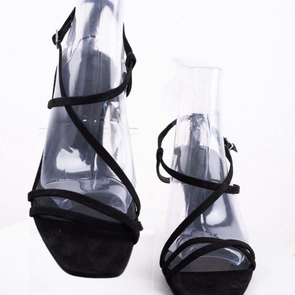 Massimo Dutti Womens Black Suede High Heel Sandals - Picture 3 of 8
